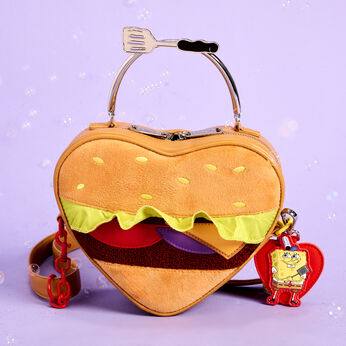 SpongeBob SquarePants Krabby Patty Plush Heart Figural Crossbody Bag, Image 2